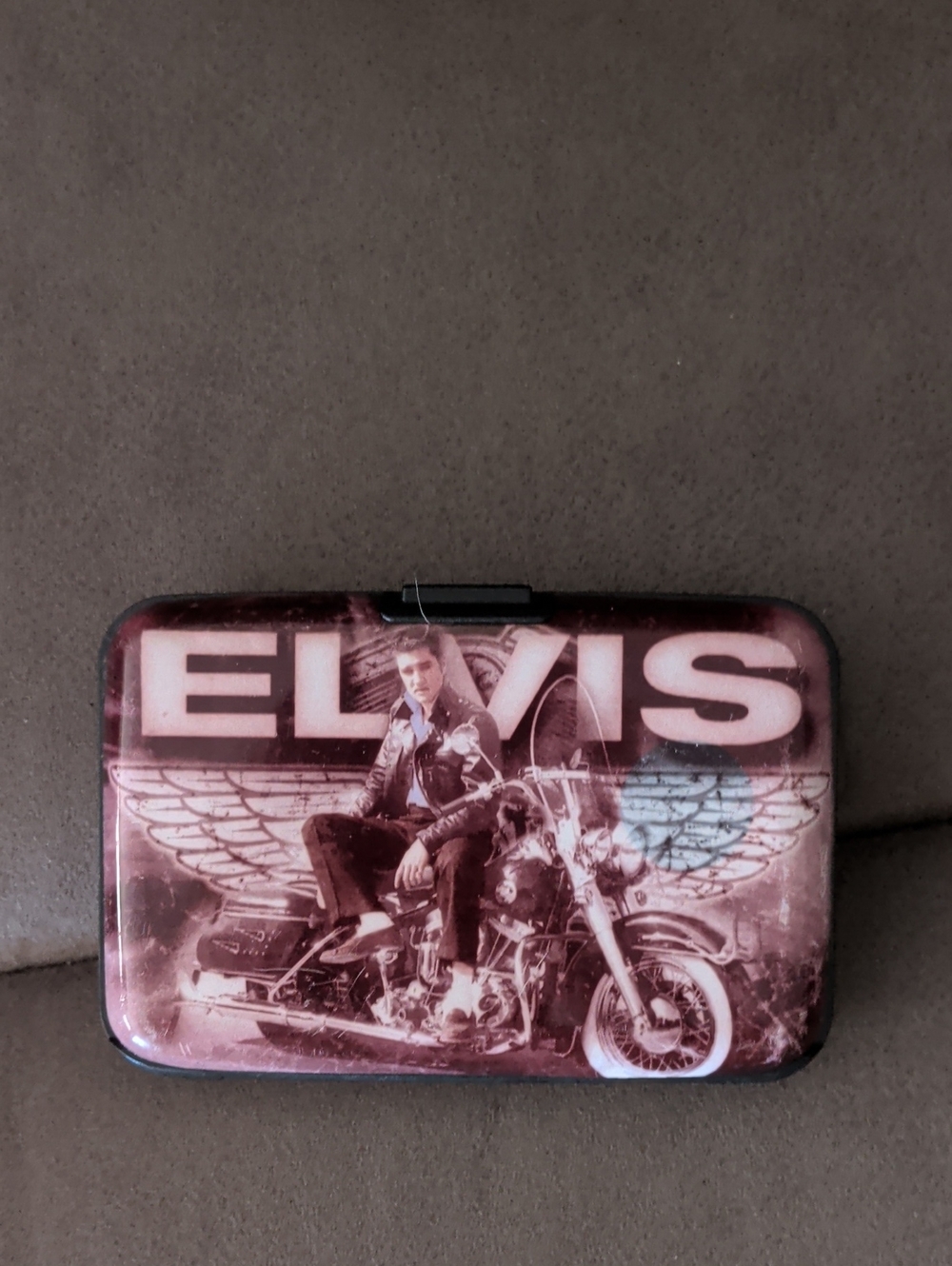 PELVIS Pink Graphic Men's Card Wallet with Motorcycle Motif